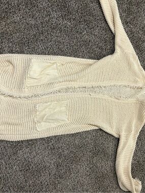 Free People Cream Open-Weave Longline Cardigan